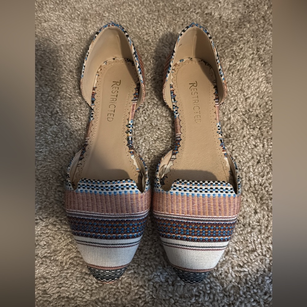 Restricted Women's Striped Flats - Blue, Pink, Cream